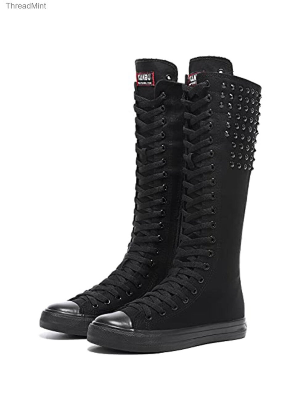 Canvas Knee High Lace Up Platform Boots Punk Style